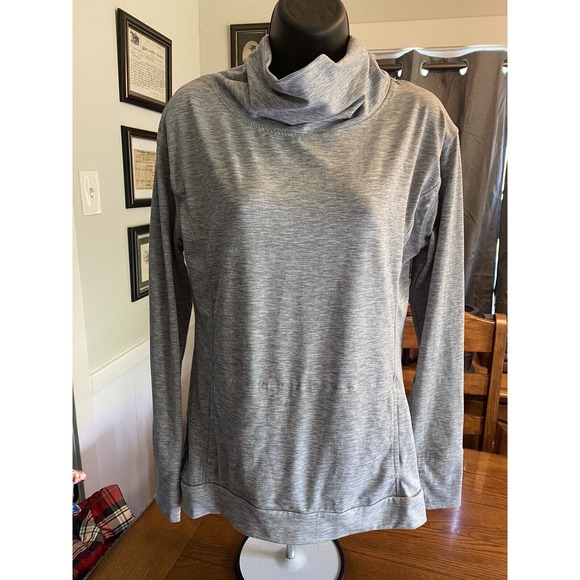 Wonens Danskin Heather Gray Pullover Cowl Neck Sweatshirt Sz Sm Running EUC - Picture 1 of 11